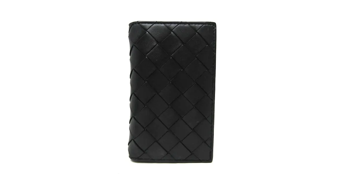 Funda de cuero Intrecciato de Bottega Veneta Negro 