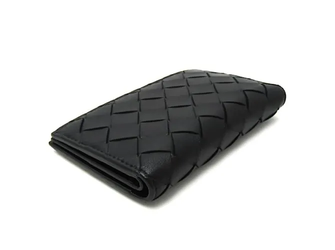 Funda de cuero Intrecciato de Bottega Veneta Negro 