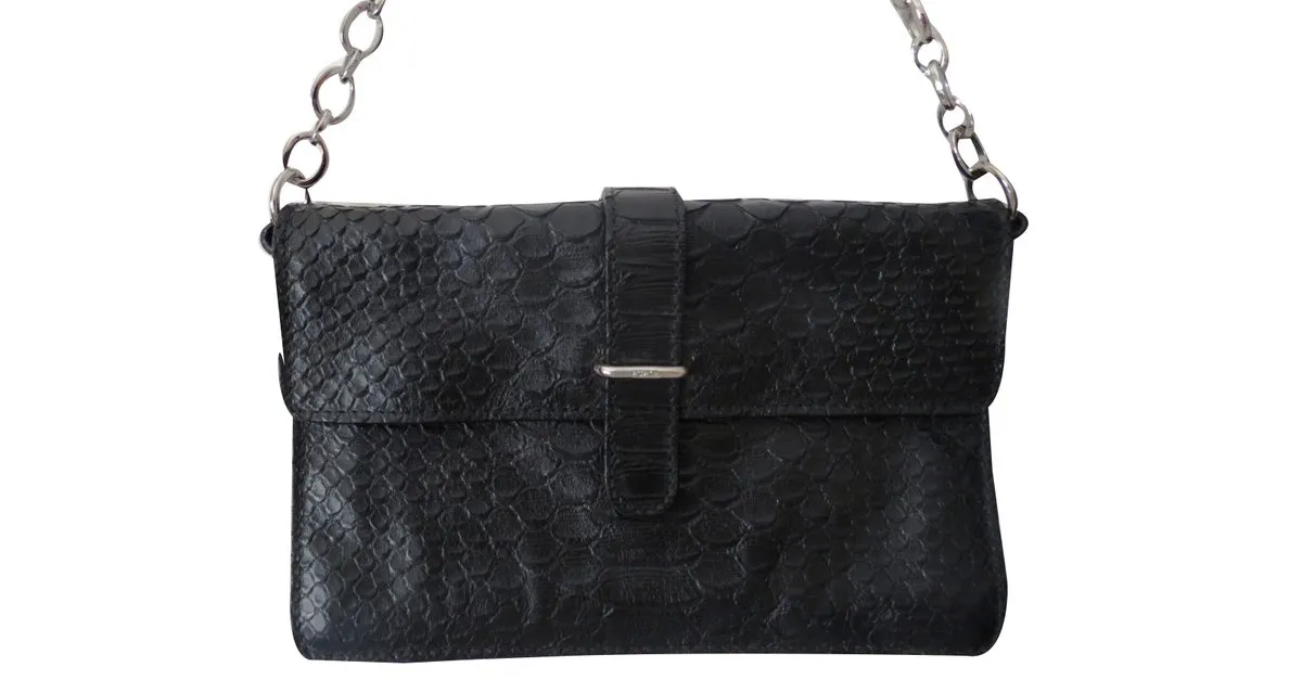 furla: embrague de cuero(piel genuina) Negro 