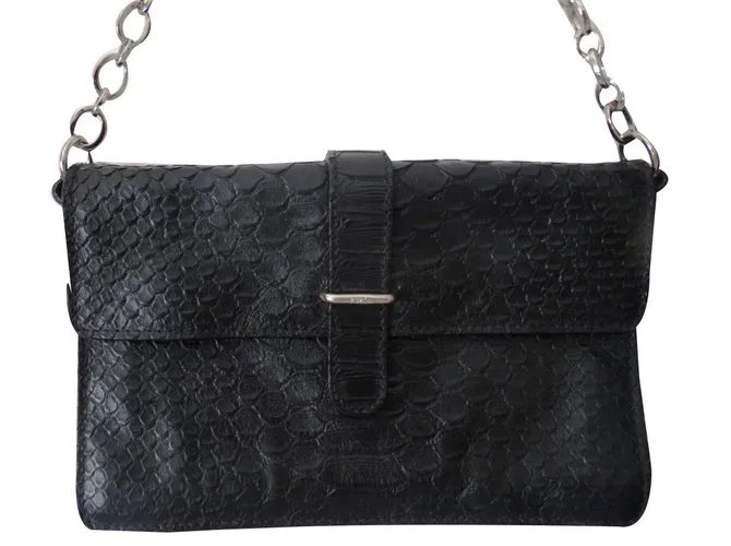 furla: embrague de cuero(piel genuina) Negro 