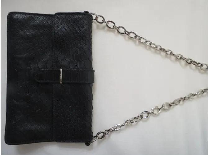 furla: embrague de cuero(piel genuina) Negro 