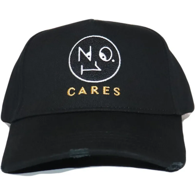 Gorra curva negra ajustable No.1 Cares Distressed Black Gold Logo de The No.1 Face