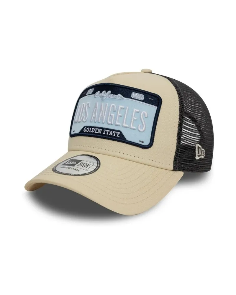 Gorra new era beige los angeles plate trucker cap