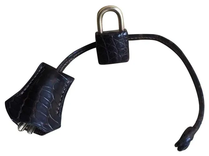 Hermès Cerradura de cocodrilo Hermos porosus y campana para Birkin o Kelly Marrón oscuro 