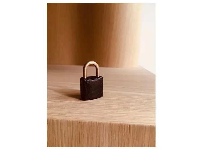 Hermès Cerradura de cocodrilo Hermos porosus y campana para Birkin o Kelly Marrón oscuro 