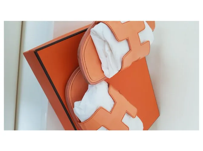 Hermès CUERO BARNIZ ORAN Naranja 