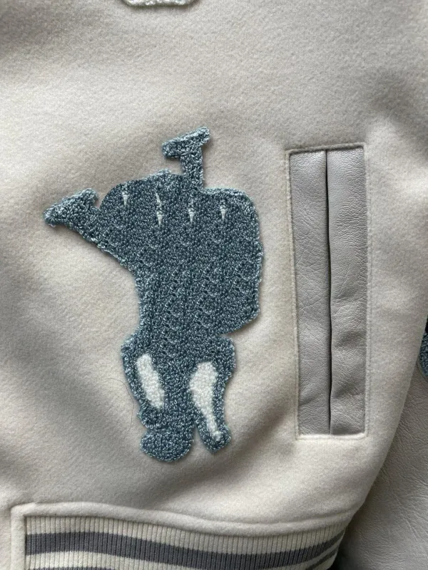 Hombres chaqueta de béisbol chaqueta universitaria de lujo cuero abrigo reflectante bordado