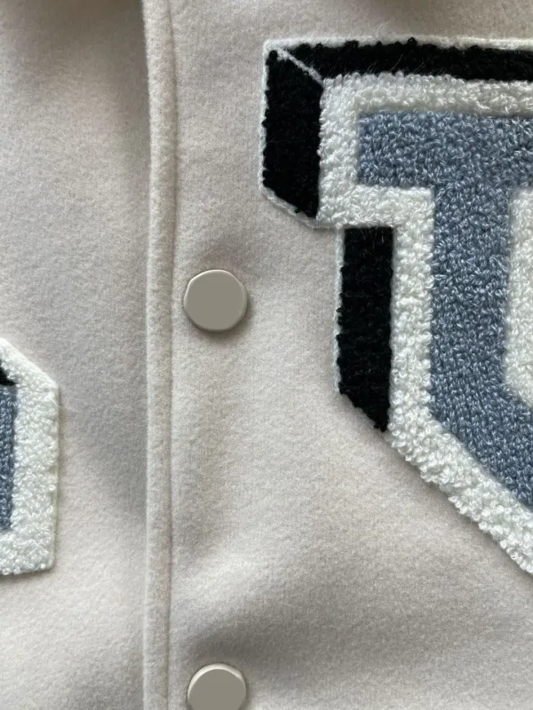Hombres chaqueta de béisbol chaqueta universitaria de lujo cuero abrigo reflectante bordado