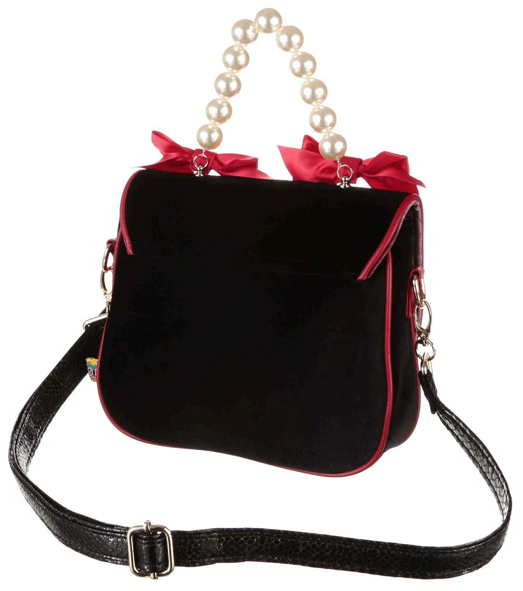 Irregular Choice Pretty Purr Bolso de terciopelo gatito para mujer en negro multi