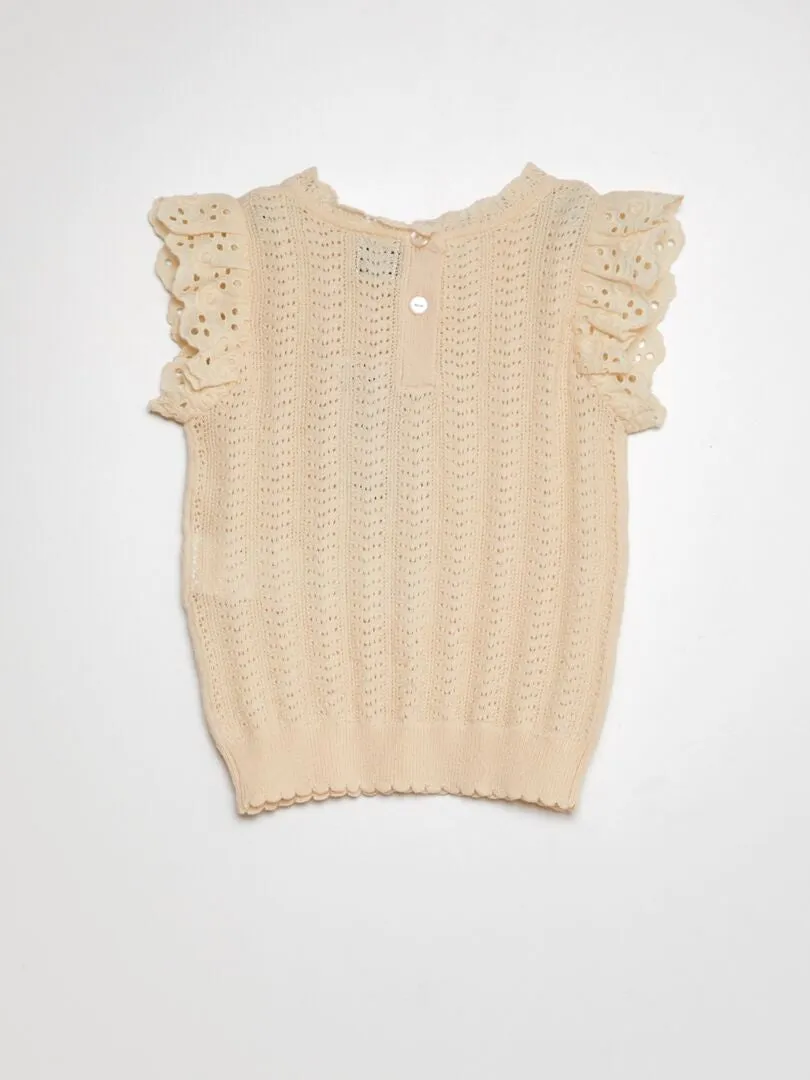 JERSEY CALADO DE MANGA CORTA  BLANCO