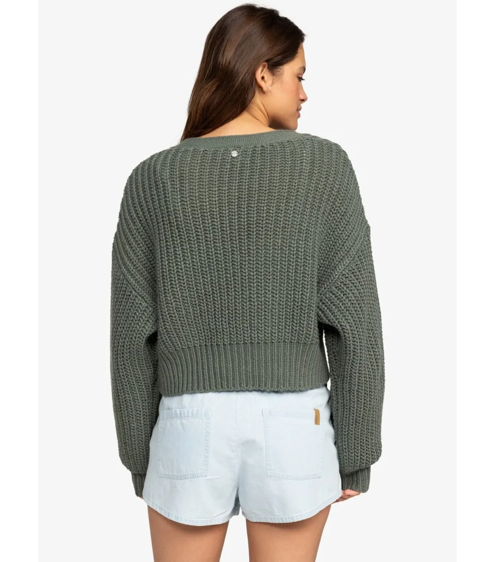 JERSEY ROXY SUNDAZE SWEATER  SWTR GZC0  AGAVE GREEN  SOLID