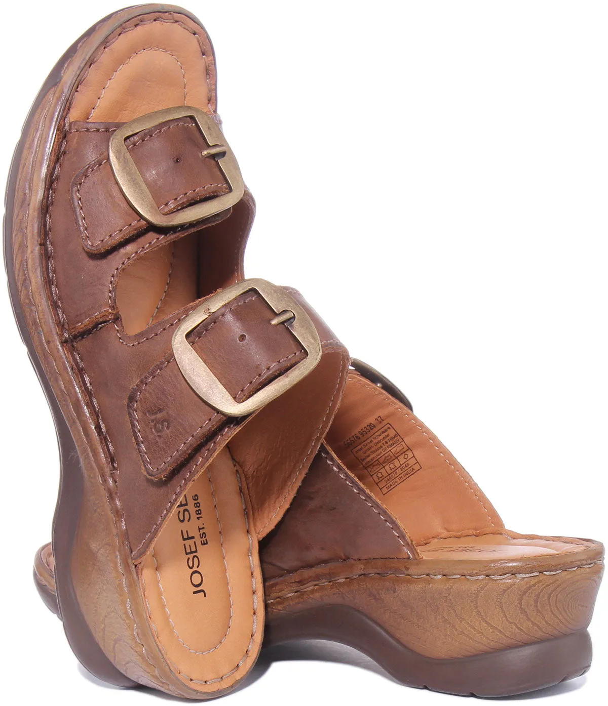 Josef Seibel Catalonia 76 Sandalia de cuero para mujer en negro