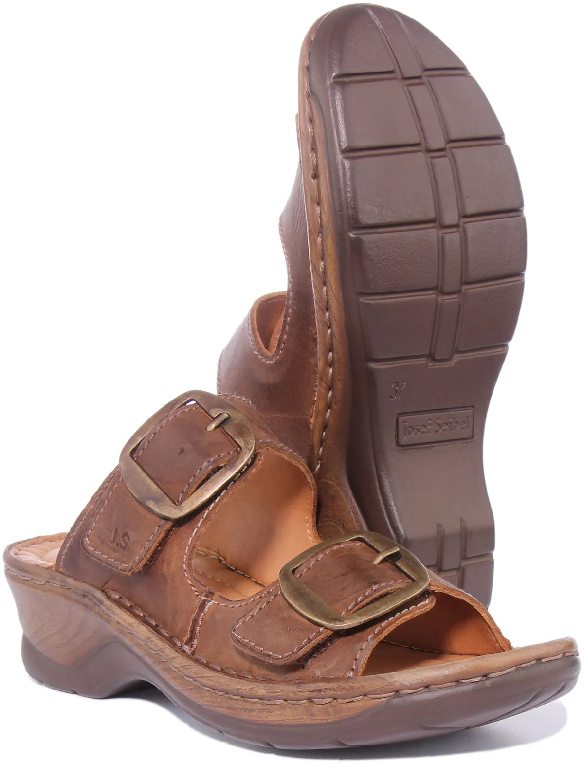 Josef Seibel Catalonia 76 Sandalia de cuero para mujer en negro