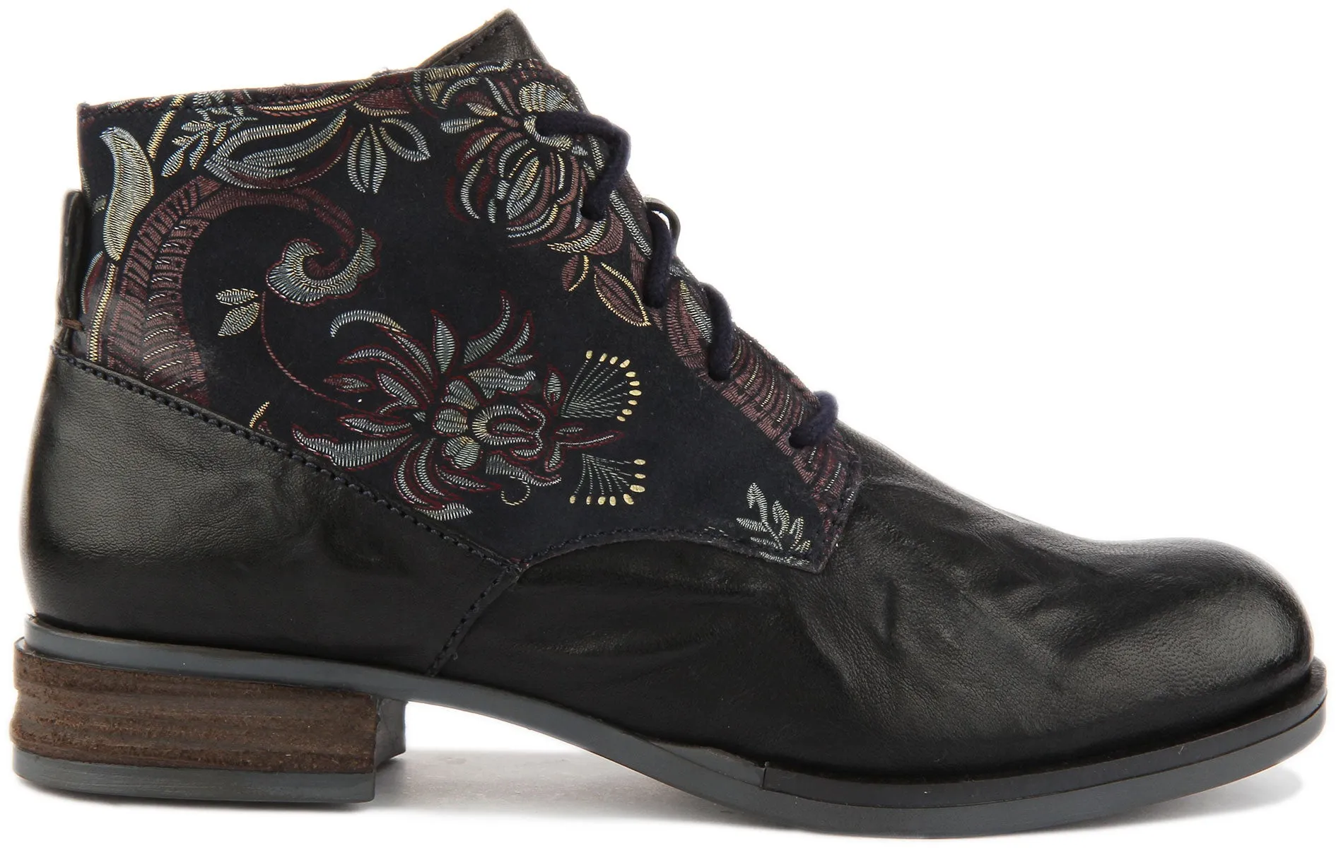 Josef Seibel Sanja 10 Botín de cuero con cordones para mujer en marino
