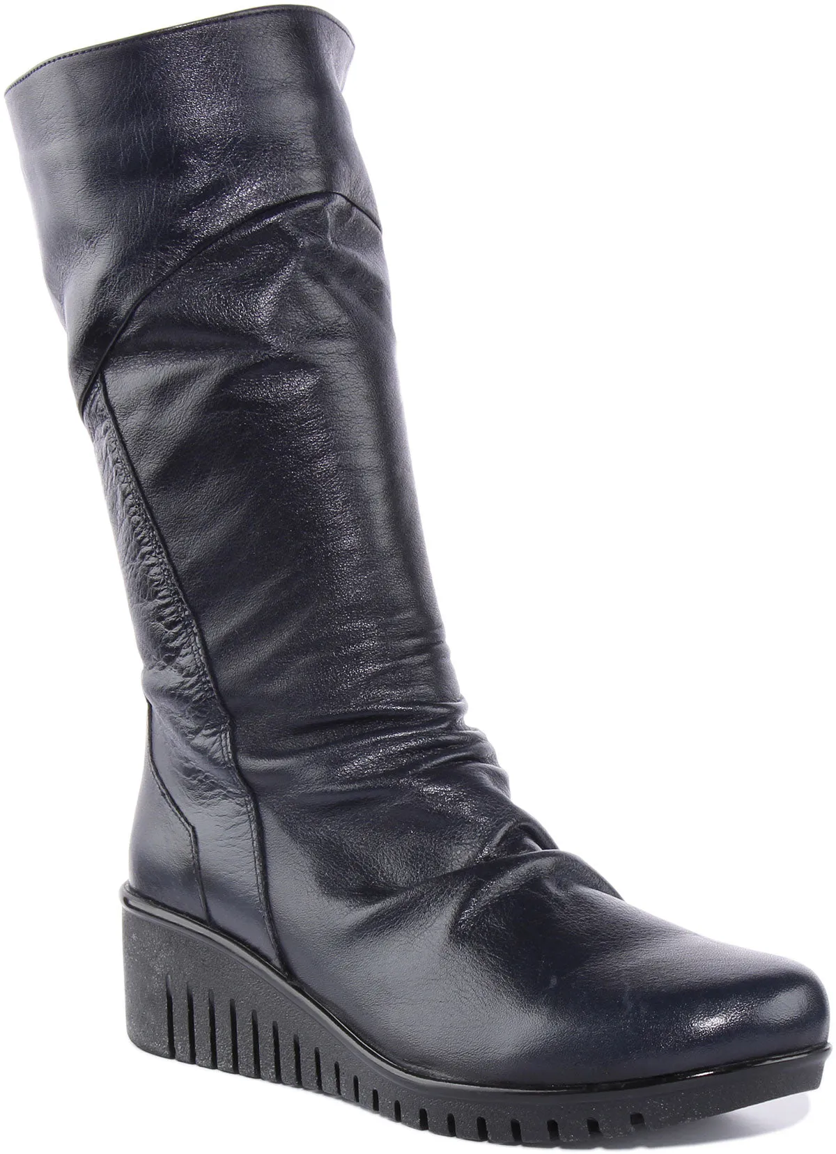 JUSTINREESS Natalie Sandalia de cuero de tres cuartos para mujer en negro