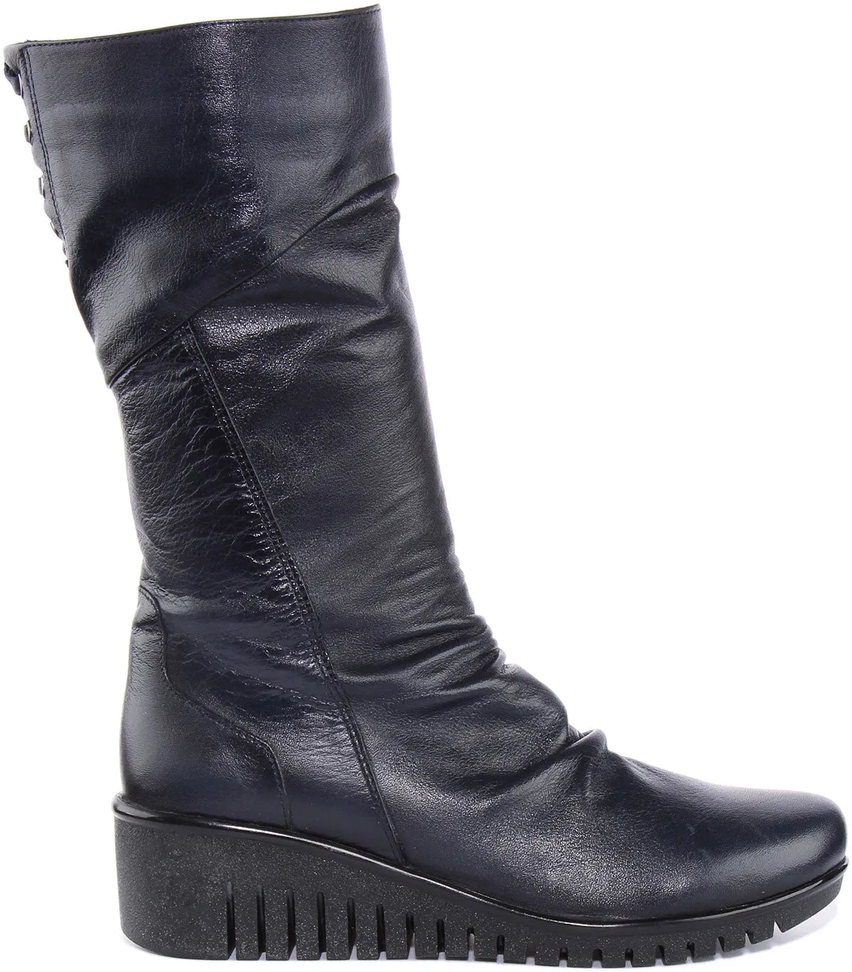 JUSTINREESS Natalie Sandalia de cuero de tres cuartos para mujer en negro