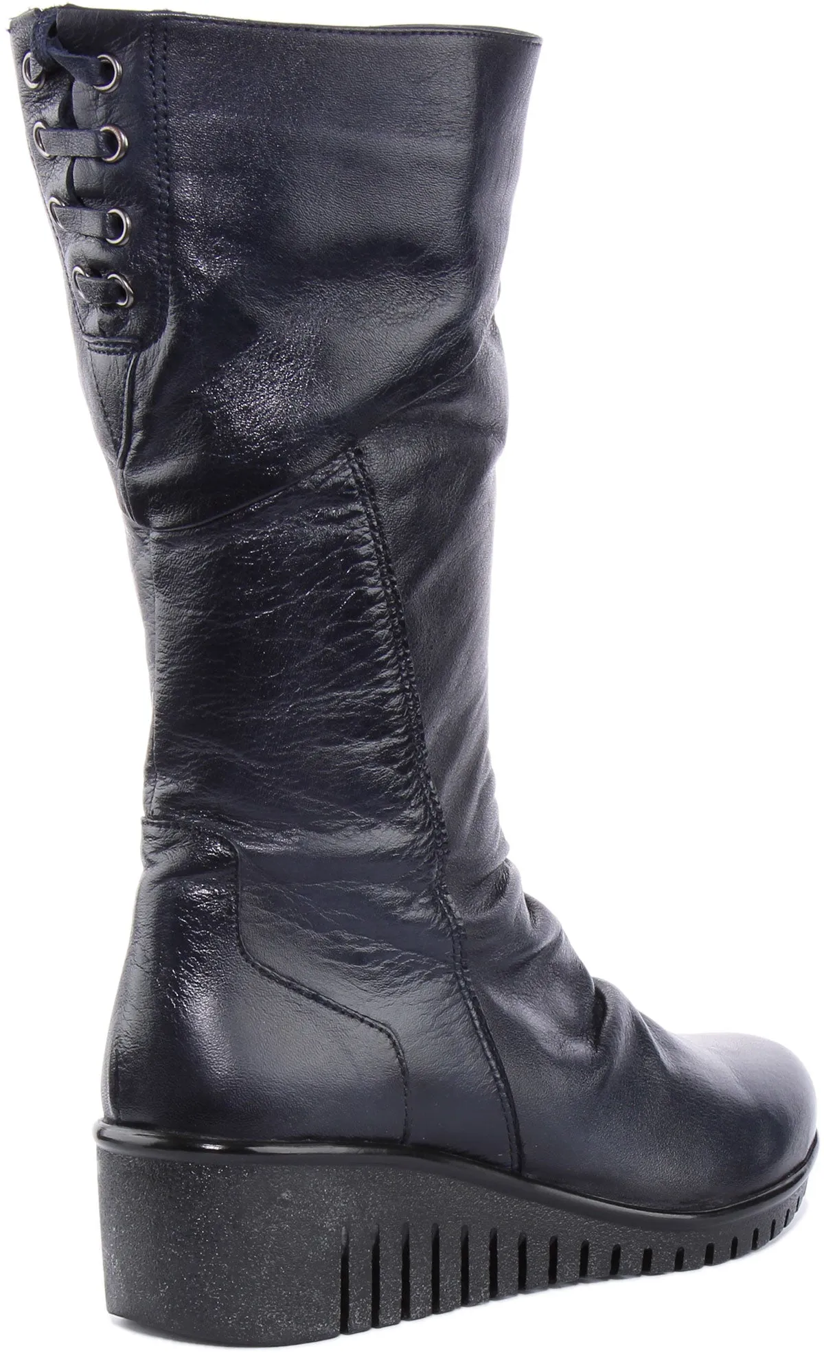 JUSTINREESS Natalie Sandalia de cuero de tres cuartos para mujer en negro
