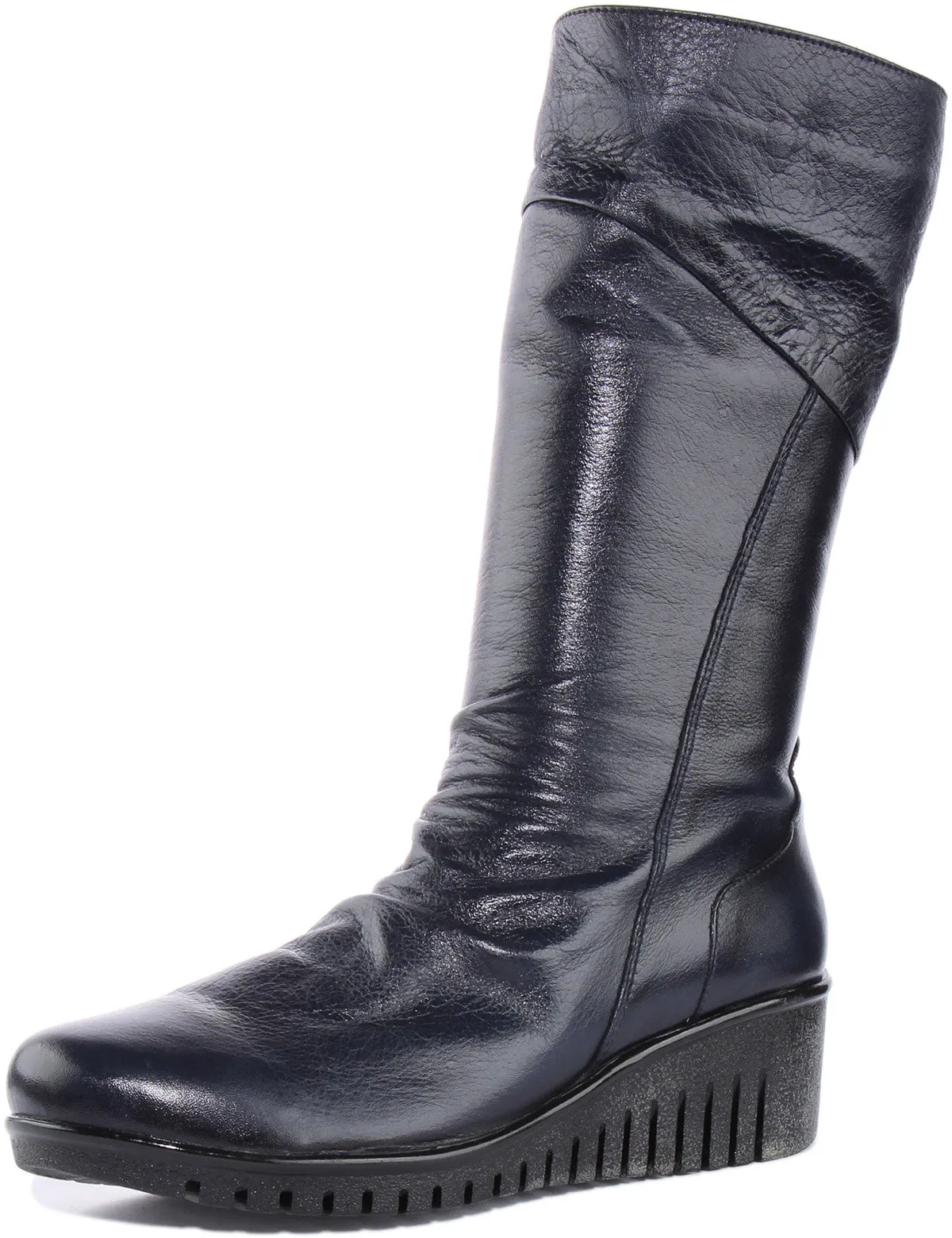 JUSTINREESS Natalie Sandalia de cuero de tres cuartos para mujer en negro