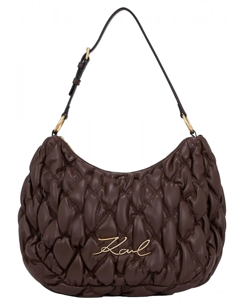 KARL LAGERFELD  BOLSO HOBO K/SIGNATURE KUILT COLOR CHOCOLATE