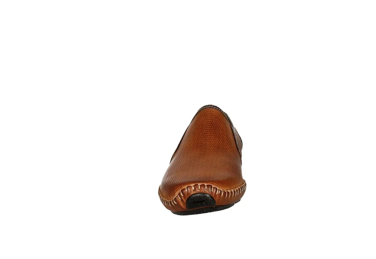 Kiowa Liso Piel Cuero Todo Rombitos Bajo Cosido Vivos Marron