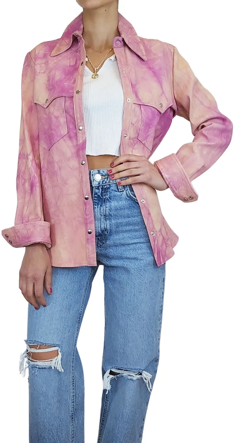 KOSIUKO Camisa Lamin Cuero Rosada