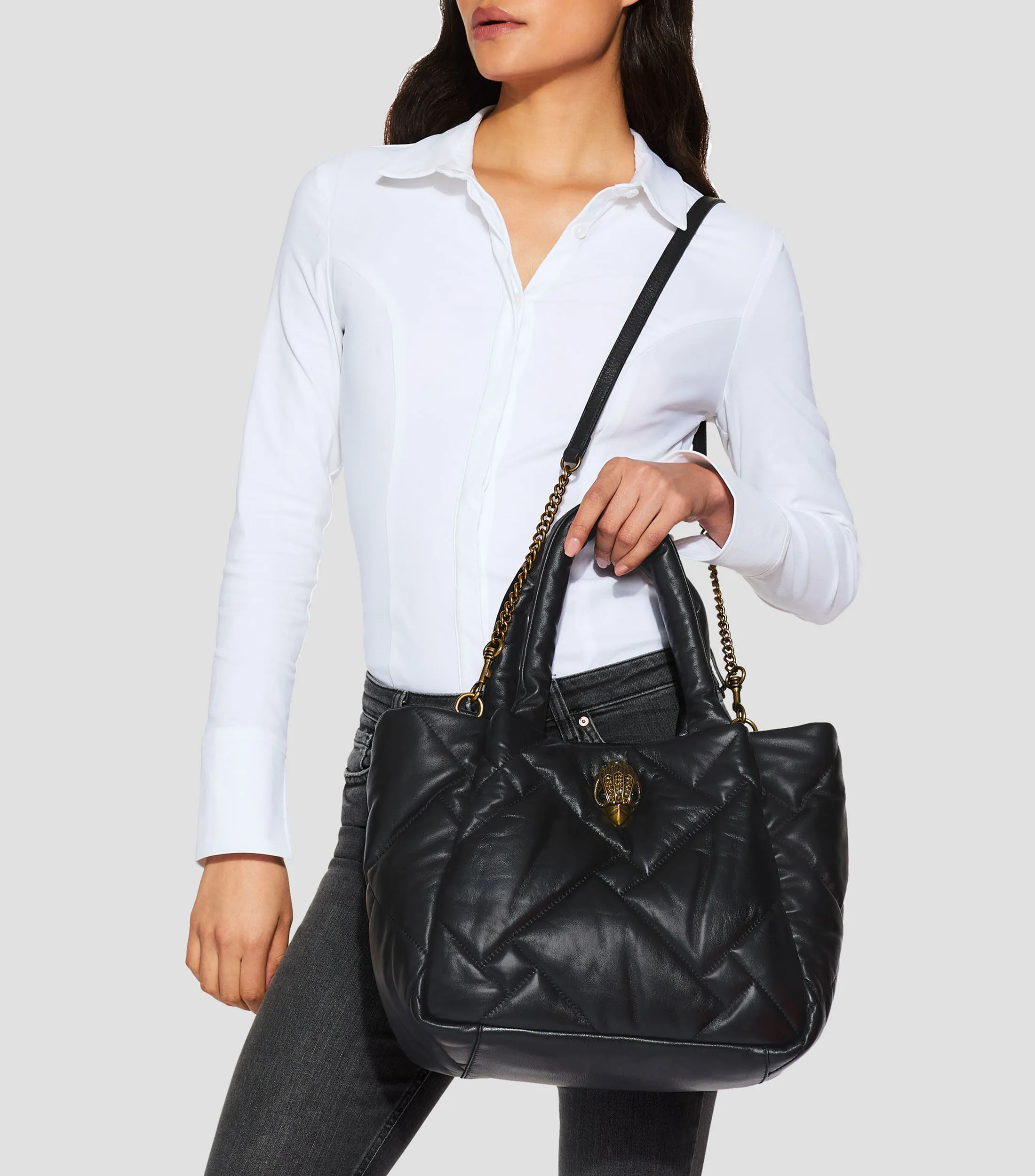 Kurt Geiger Bolso Tote Negro en piel Kensington Puff Mujer
