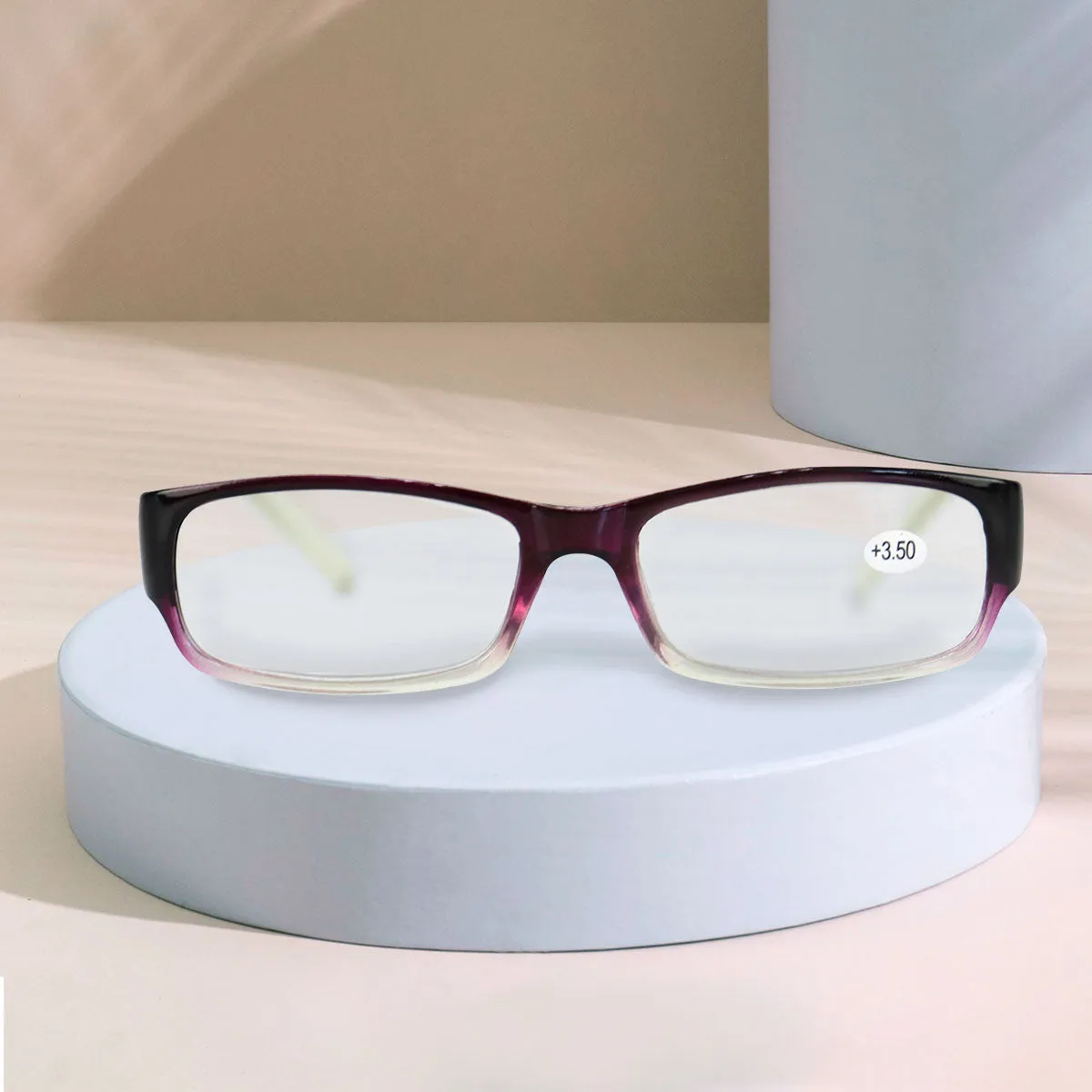 Lentes de Armazón Rectangulares con Graduación de 3.00 Dioptrias, Ideal para Lectura