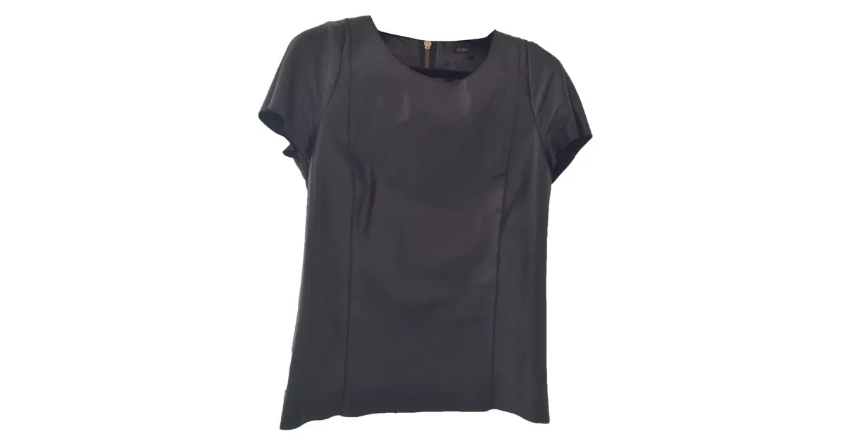 Maje Top de cuero Negro 