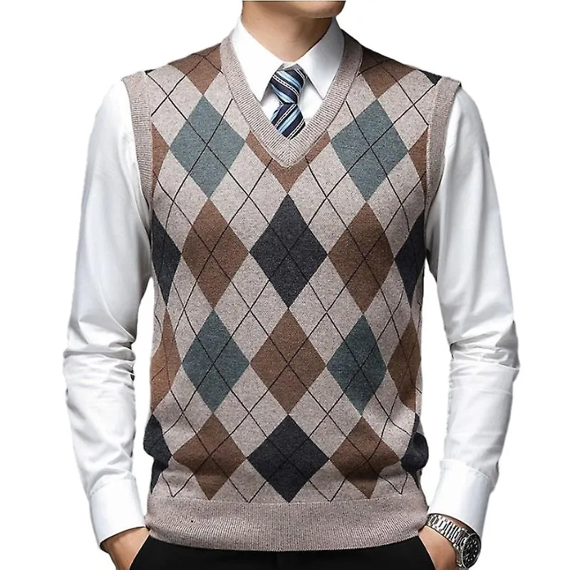 MEN KNITTED VNECK VEST, SLEEVELESS PULLOVER SWEATER VESTS
