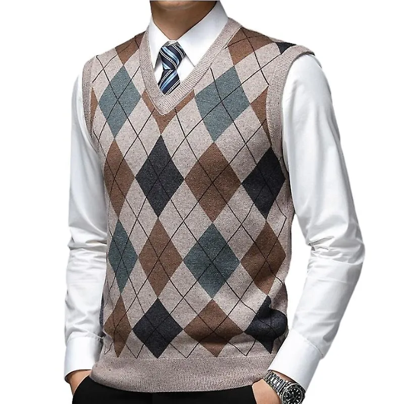 MEN KNITTED VNECK VEST, SLEEVELESS PULLOVER SWEATER VESTS