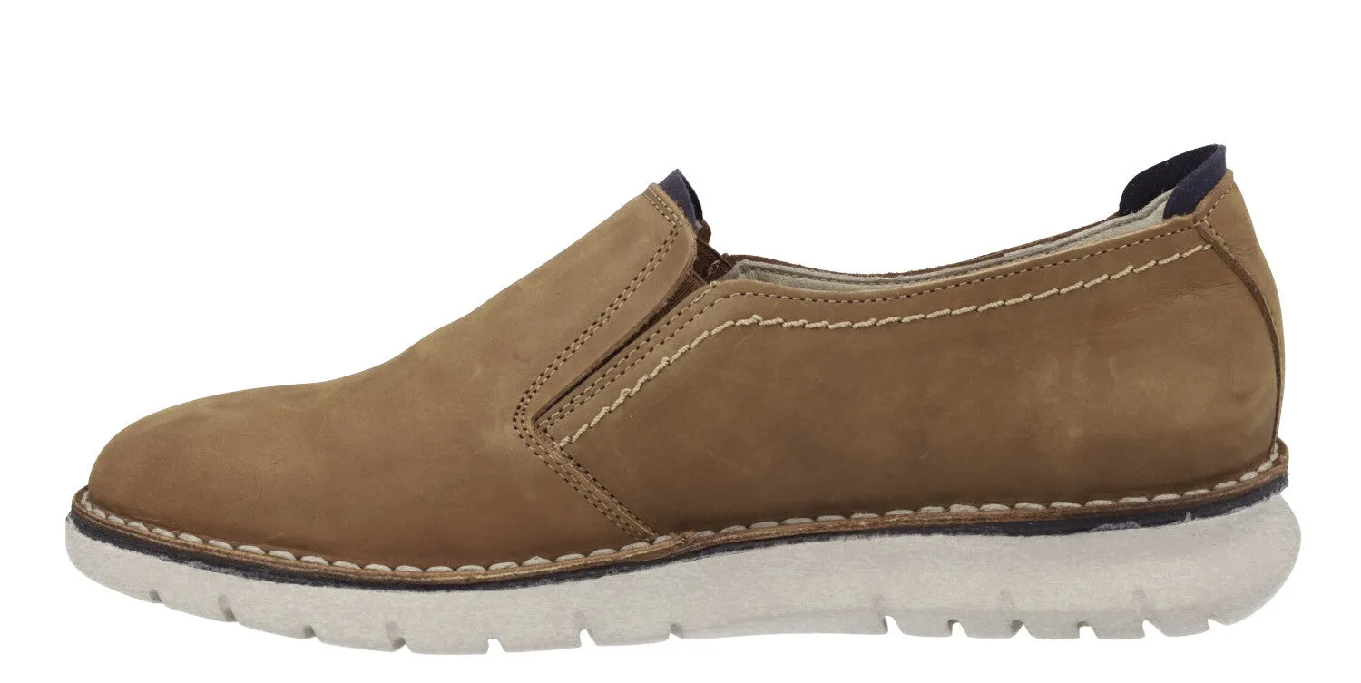 Mocasines de piel nobuck cuero con elásticos laterales