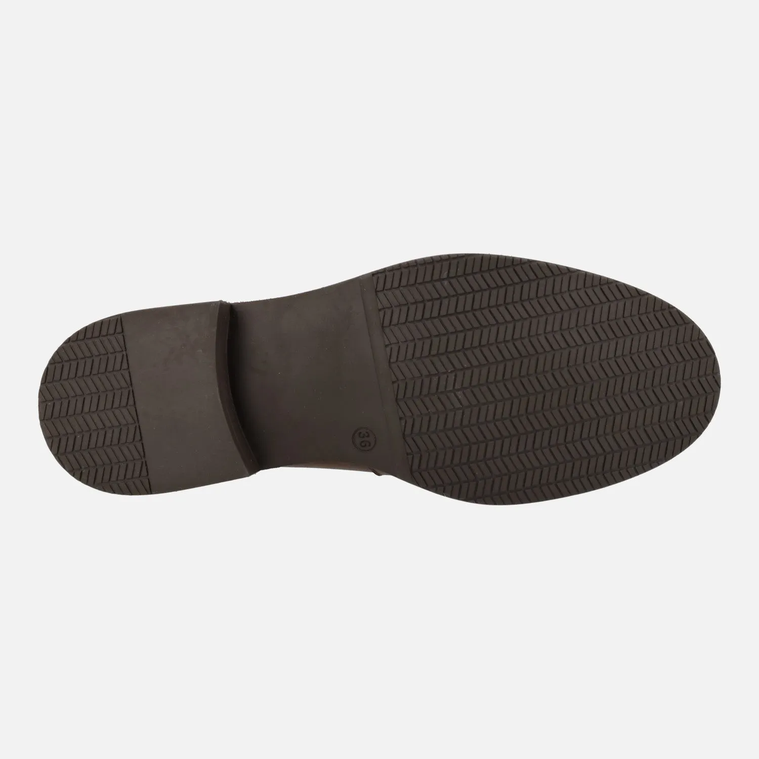 Mocasines para mujer en piel cuero con bordon y adorno dorado