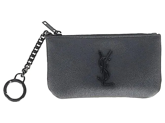 Monedero clave Monogram Saint Laurent en cuero negro 