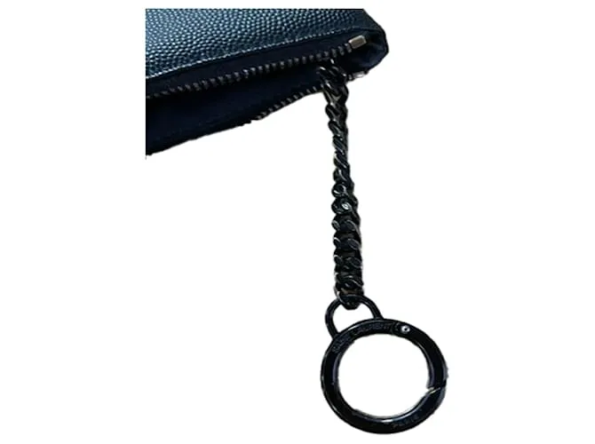 Monedero clave Monogram Saint Laurent en cuero negro 