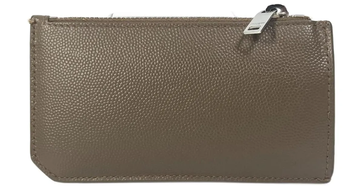 Monedero de cuero marrón Saint Laurent Castaño 