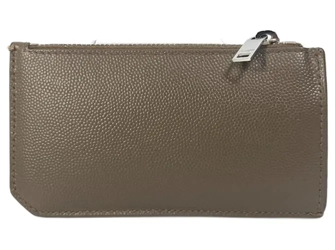 Monedero de cuero marrón Saint Laurent Castaño 
