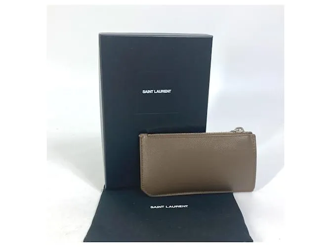 Monedero de cuero marrón Saint Laurent Castaño 