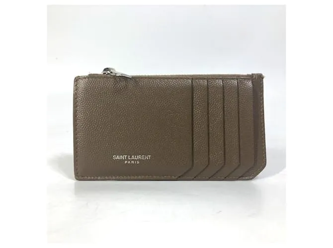 Monedero de cuero marrón Saint Laurent Castaño 