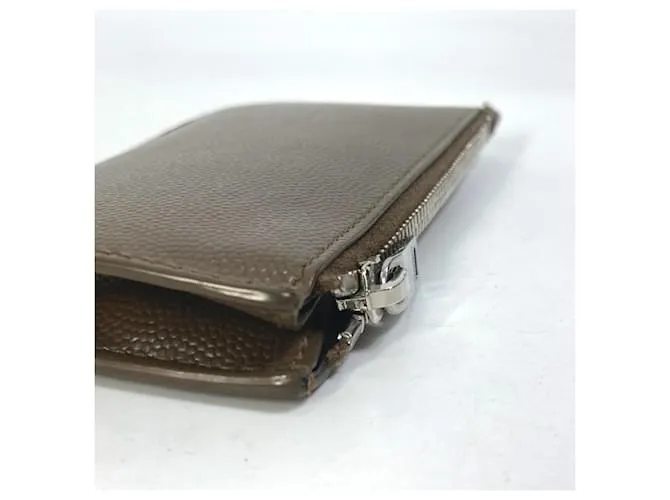 Monedero de cuero marrón Saint Laurent Castaño 