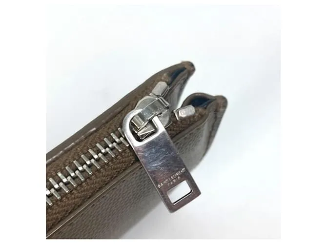 Monedero de cuero marrón Saint Laurent Castaño 
