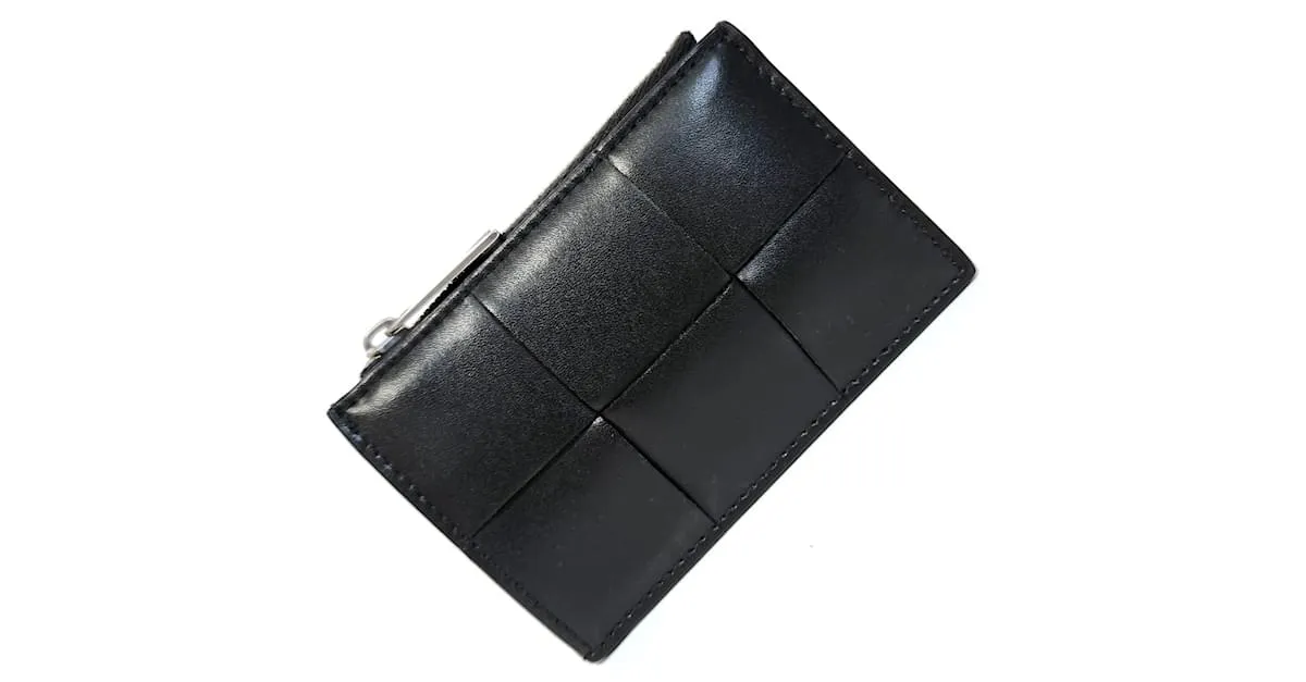 Monedero de cuero negro Bottega Veneta 