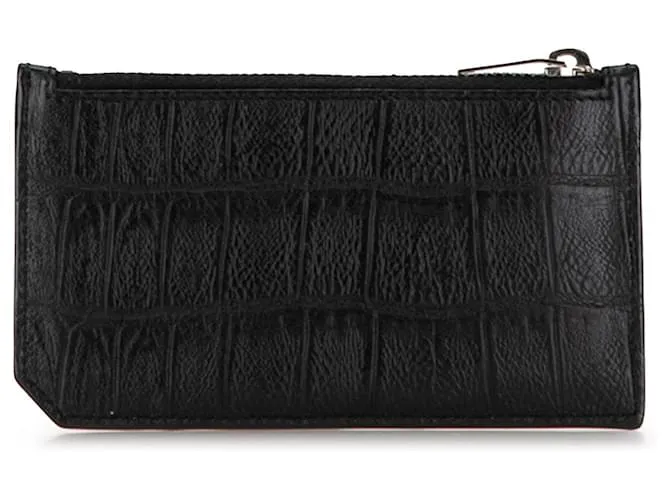 Monedero de cuero negro grabado Saint Laurent 