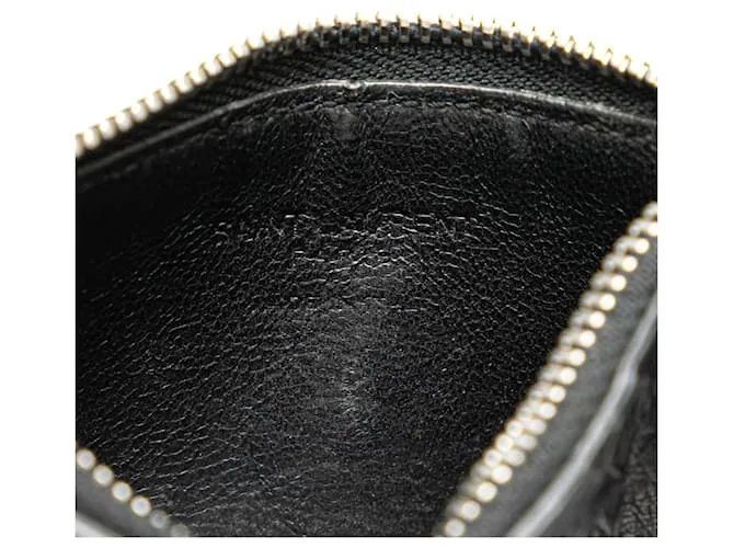 Monedero de cuero negro grabado Saint Laurent 