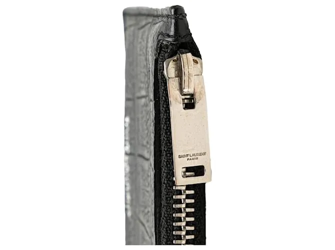 Monedero de cuero negro grabado Saint Laurent 