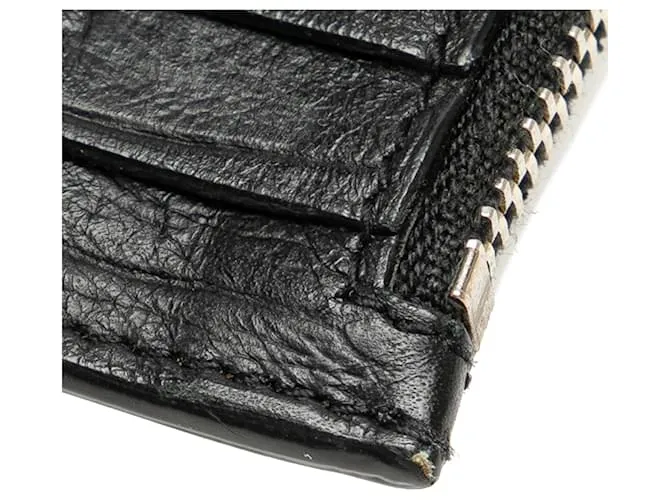 Monedero de cuero negro grabado Saint Laurent 