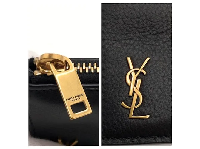 Monedero y tarjetero de cuero Yves Saint Laurent Negro 