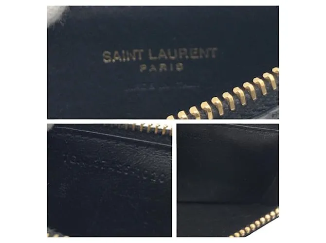 Monedero y tarjetero de cuero Yves Saint Laurent Negro 
