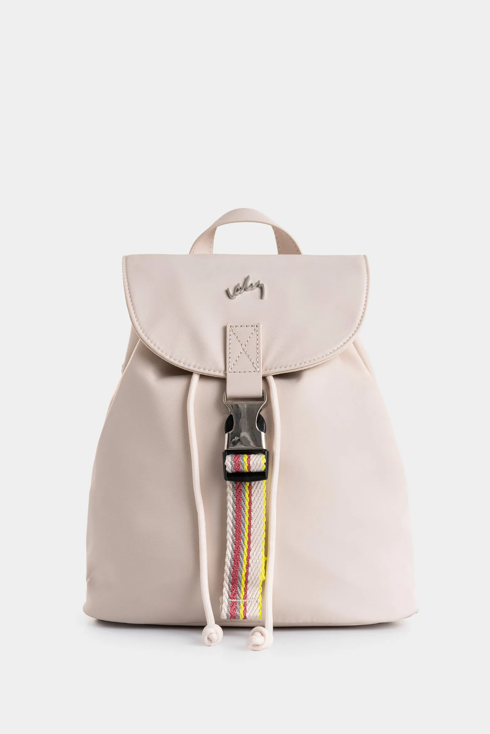 Morral Elora en lona y cuero para mujer detalle contraste