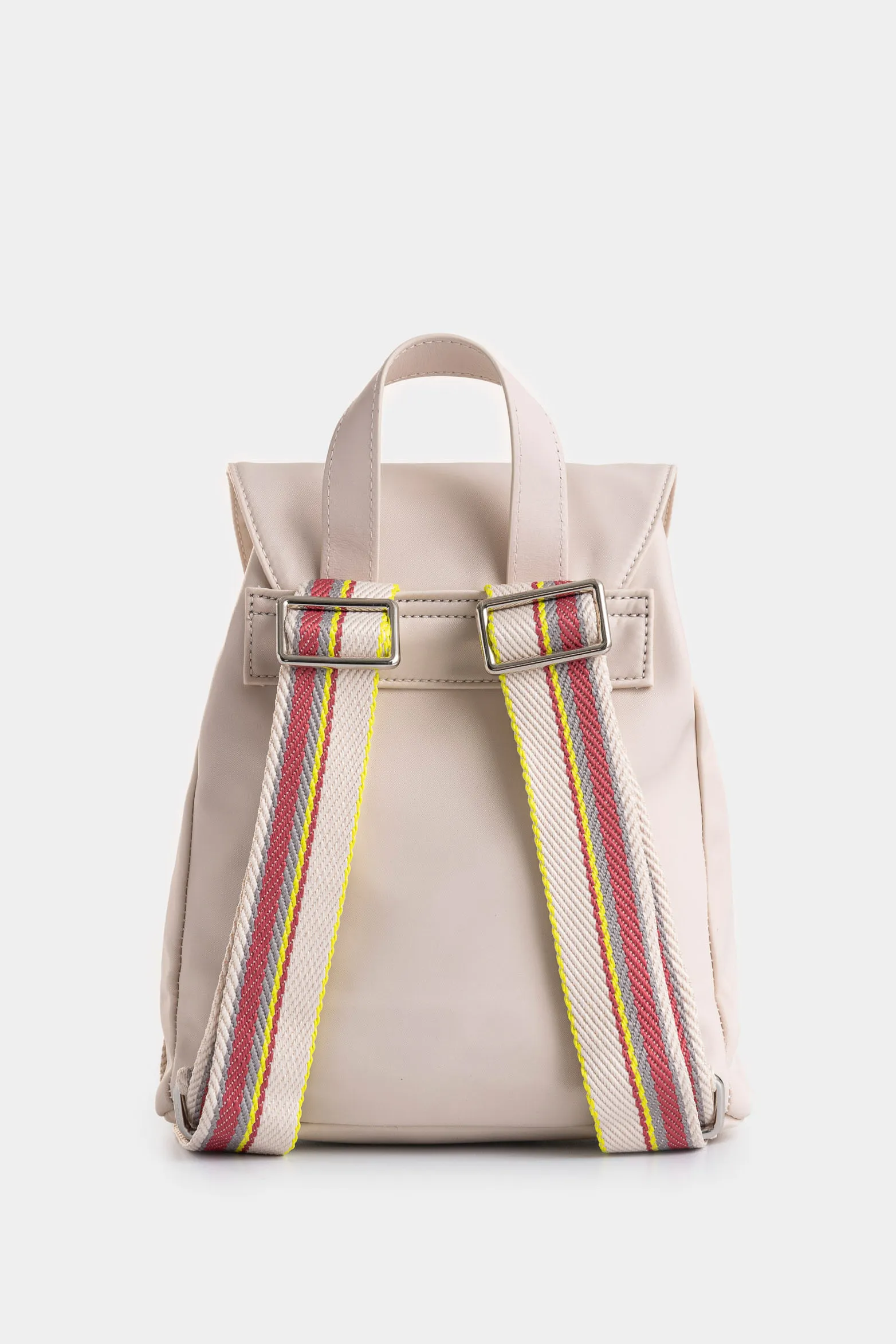 Morral Elora en lona y cuero para mujer detalle contraste