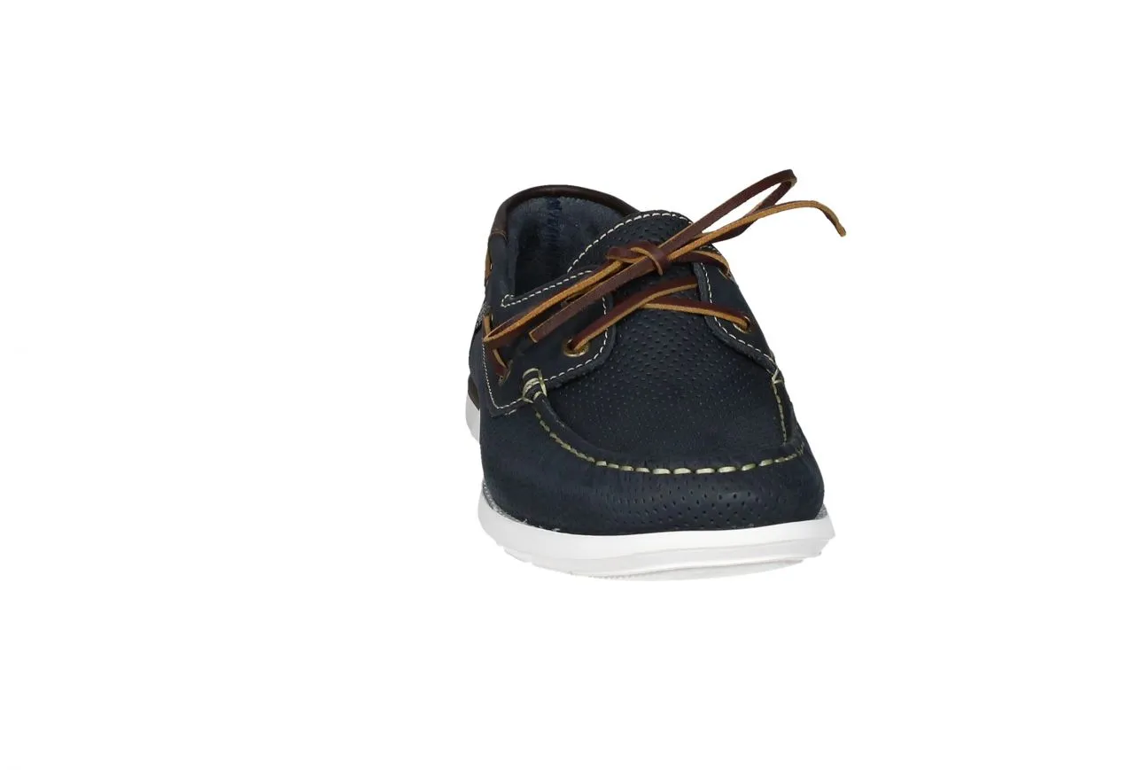 Nautico Nobuck Marino Picado Talon/cordon Pasado Marron